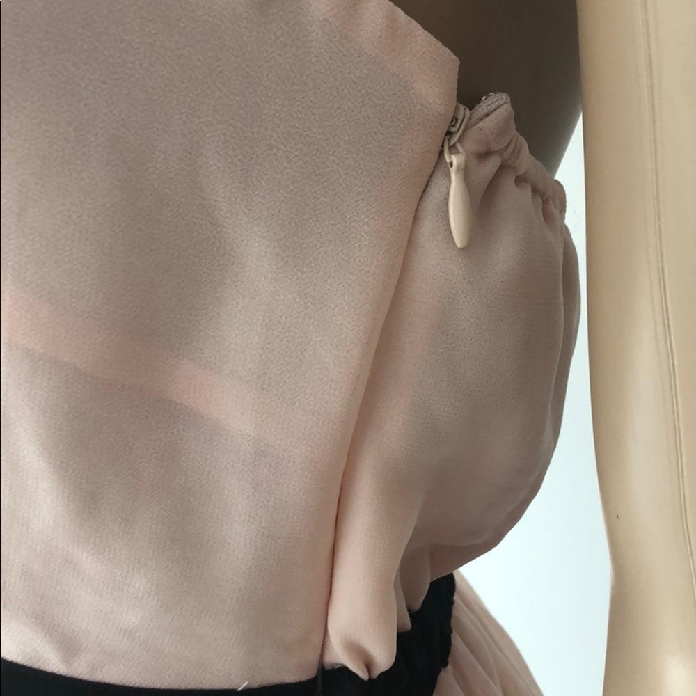 Bebe new halter top soft pink blush black peplum beads XS S - Picture 7 of 7